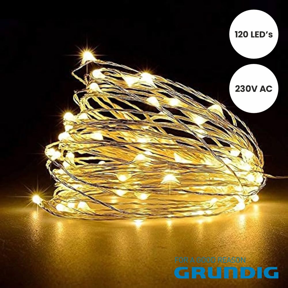 Conjunto De Luzes C/ 120 Leds 230V Branco Quente Grundig - Tauu.pt