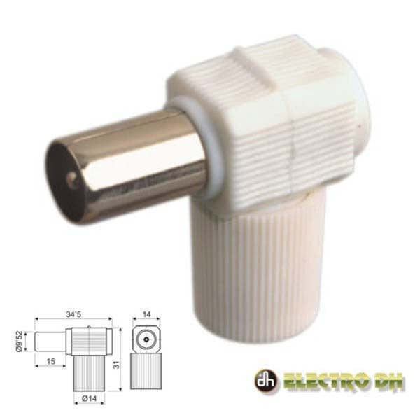 Ficha Coaxial Macho Angular Branca Edh - Tauu.pt