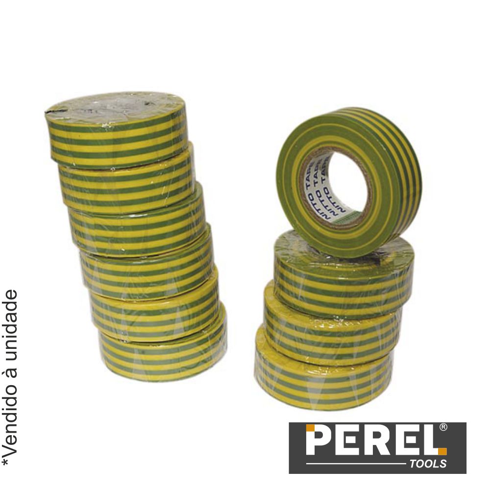 Fita Isoladora  Verde/Amarela - 19 Mm 10M Perel - Tauu,pt