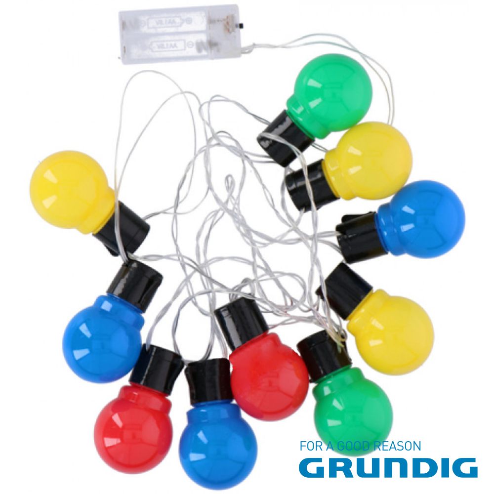 Corrente De Iluminação C/ 10 Lâmpadas Coloridas 1.8M Grundig - Tauu.pt