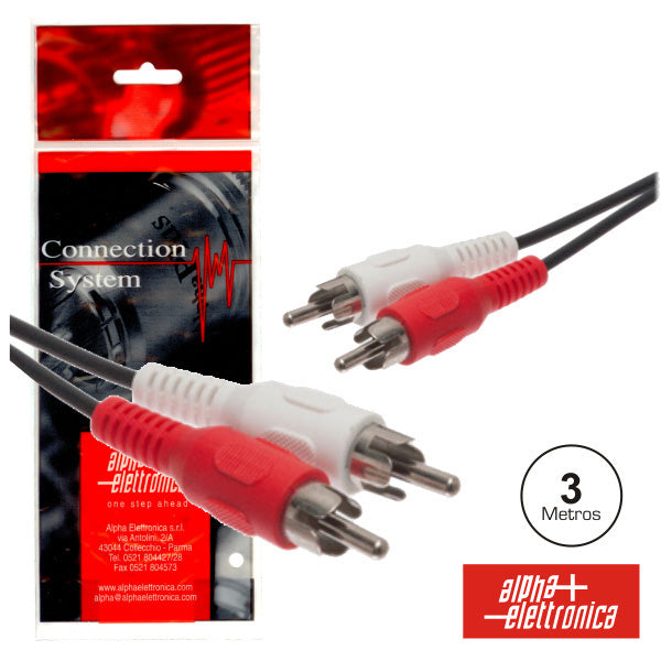 Cabo 2-Rca Macho / 2-Rca Macho 3M Pvc Polybag - Tauu,pt