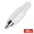Ficha Rca Macho Branca Pvc C/ Proteção De Cabo - Tauu,pt