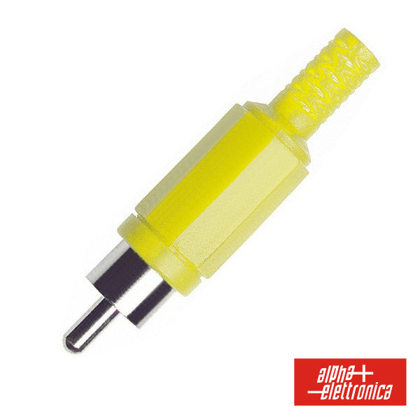 Ficha Rca Macho Amarela Pvc C/ Proteção De Cabo - Tauu,pt