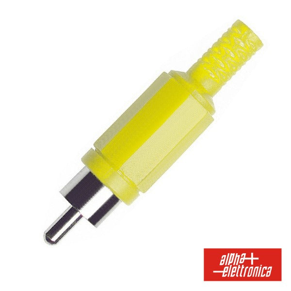 Ficha Rca Macho Amarela Pvc C/ Proteção De Cabo - Tauu.pt
