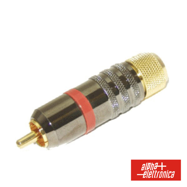 Ficha Rca Macho Polarizado/Autostring Dourado-Vermelho - Tauu,pt