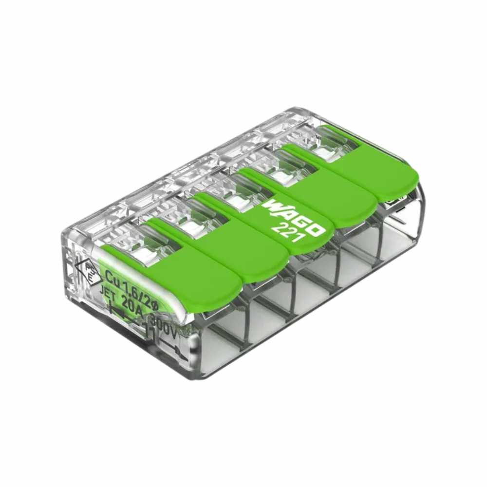 Ligador Rápido C/ Patilha 5 Condutores 0.2-4 Mm² 25X Wago - Tauu.pt