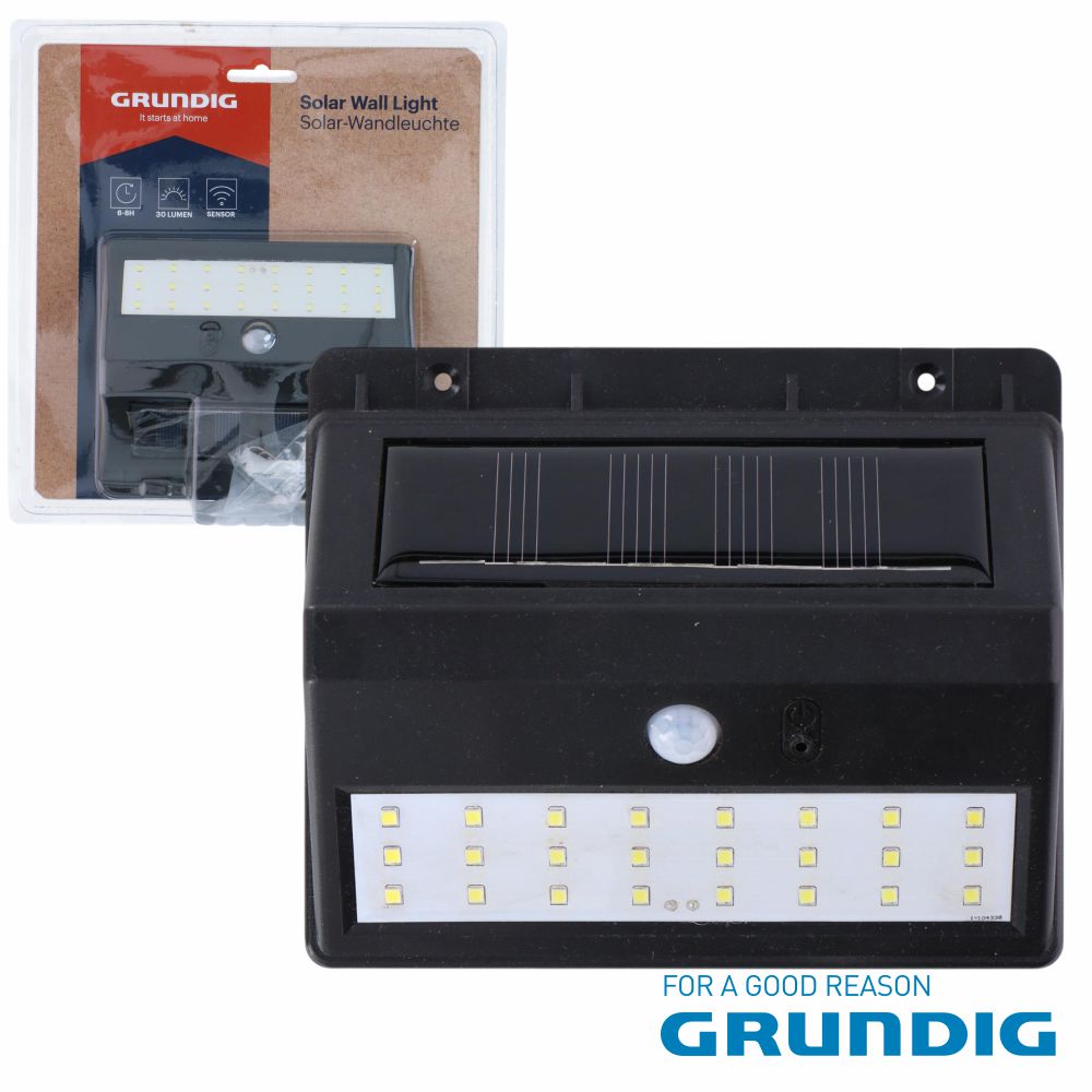 Aplique Led Solar 1.5W C/ Sensor Movimento Pir Grundig - Tauu.pt