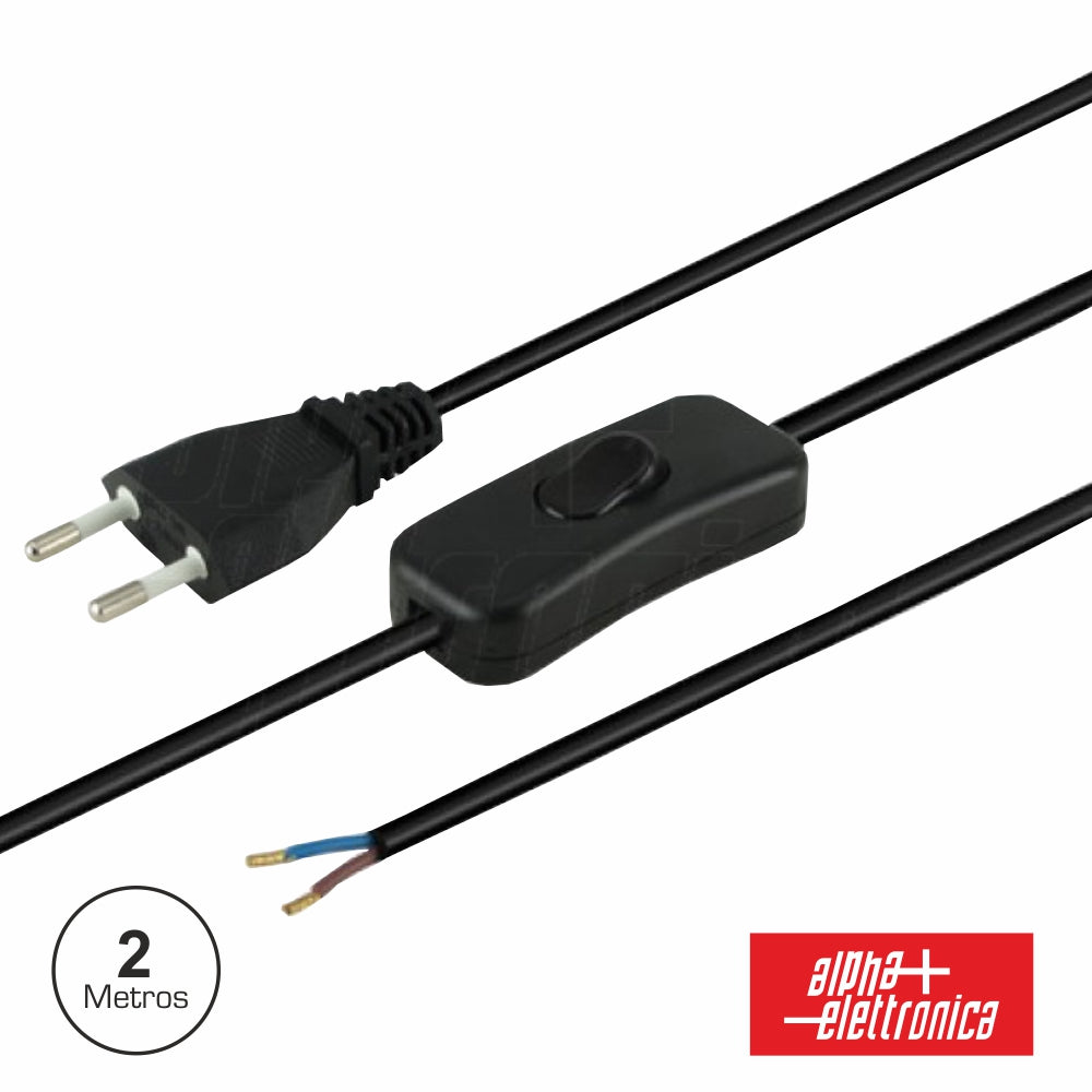 Cabo De Alimentação C/ Interruptor 2M Preto - Tauu,pt