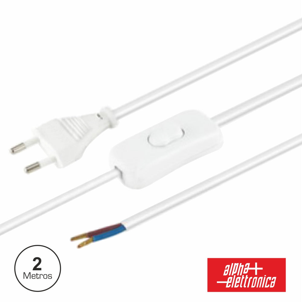 Cabo De Alimentação C/ Interruptor 2M Branco - Tauu,pt