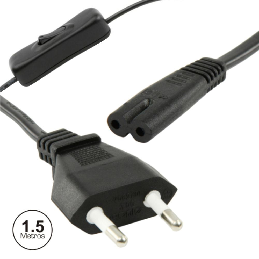 Cabo Alimentação Ac Plano / Tipo 8 Iec C7 C/ Interruptor1,5M - Tauu,pt