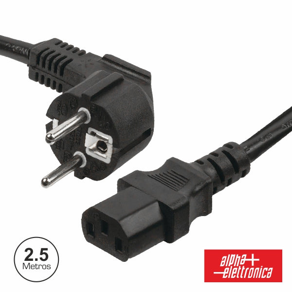 Cabo Alimentação Schuko Macho 3P / Iec C13 Fêmea 2,5M Preto - Tauu,pt