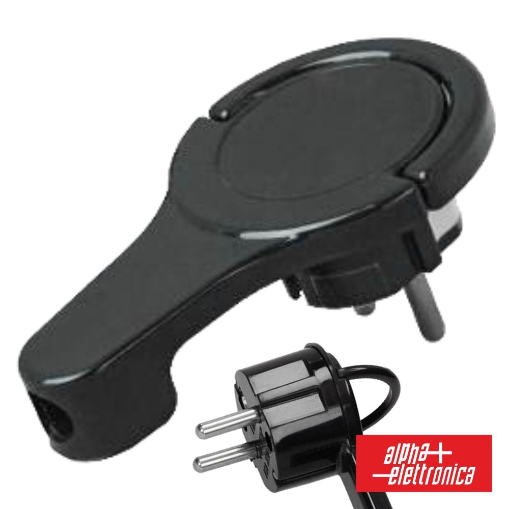Ficha Schuko Macho C/ Terra Anel Extração 250V Preto - Tauu.pt