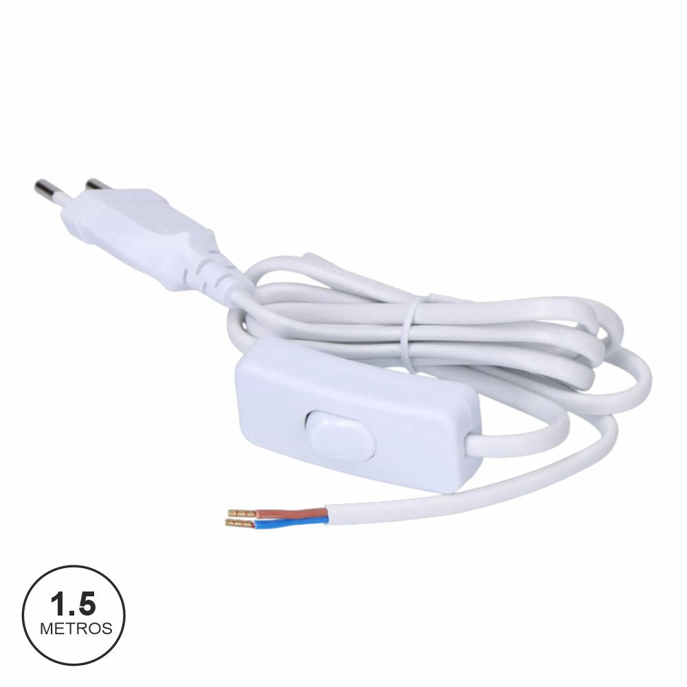 Cabo De Alimentação Com Interruptor 1,5M Branco - Tauu,pt