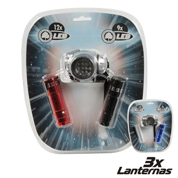 Conjunto 3 Lanternas 2 X 9 Leds + 1 X 12 Leds - Tauu.pt