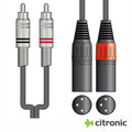 Cabo 2-Rca Macho / 2-Xlr 3P Macho 6M Citronic - Tauu.pt