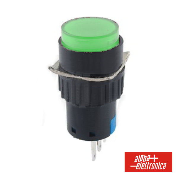 Comutador Pulsador Redondo 230V 1 Na 1 Nf Verde Unipolar - Tauu,pt