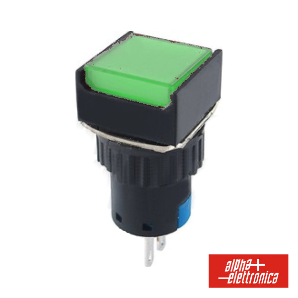 Comutador Pulsador Quadrado 230V 1 Na 1 Nf Verde Unipolar - Tauu,pt