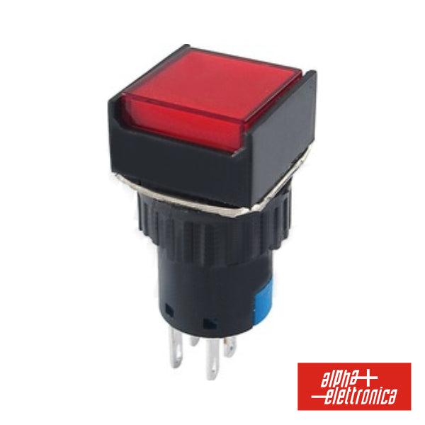 Comutador Pulsador Quadrado 230V 2 Na 2 Nf Vermelho Bipola - Tauu,pt
