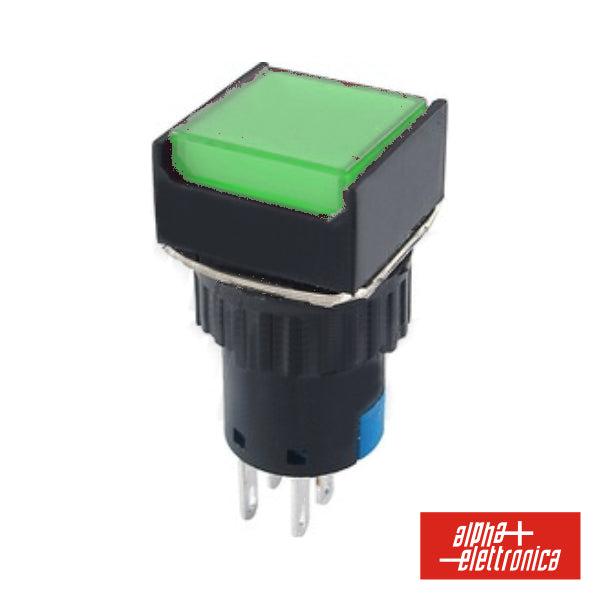 Comutador Pulsador Quadrado 230V 2 Na 2 Nf Verde Bipolar - Tauu,pt
