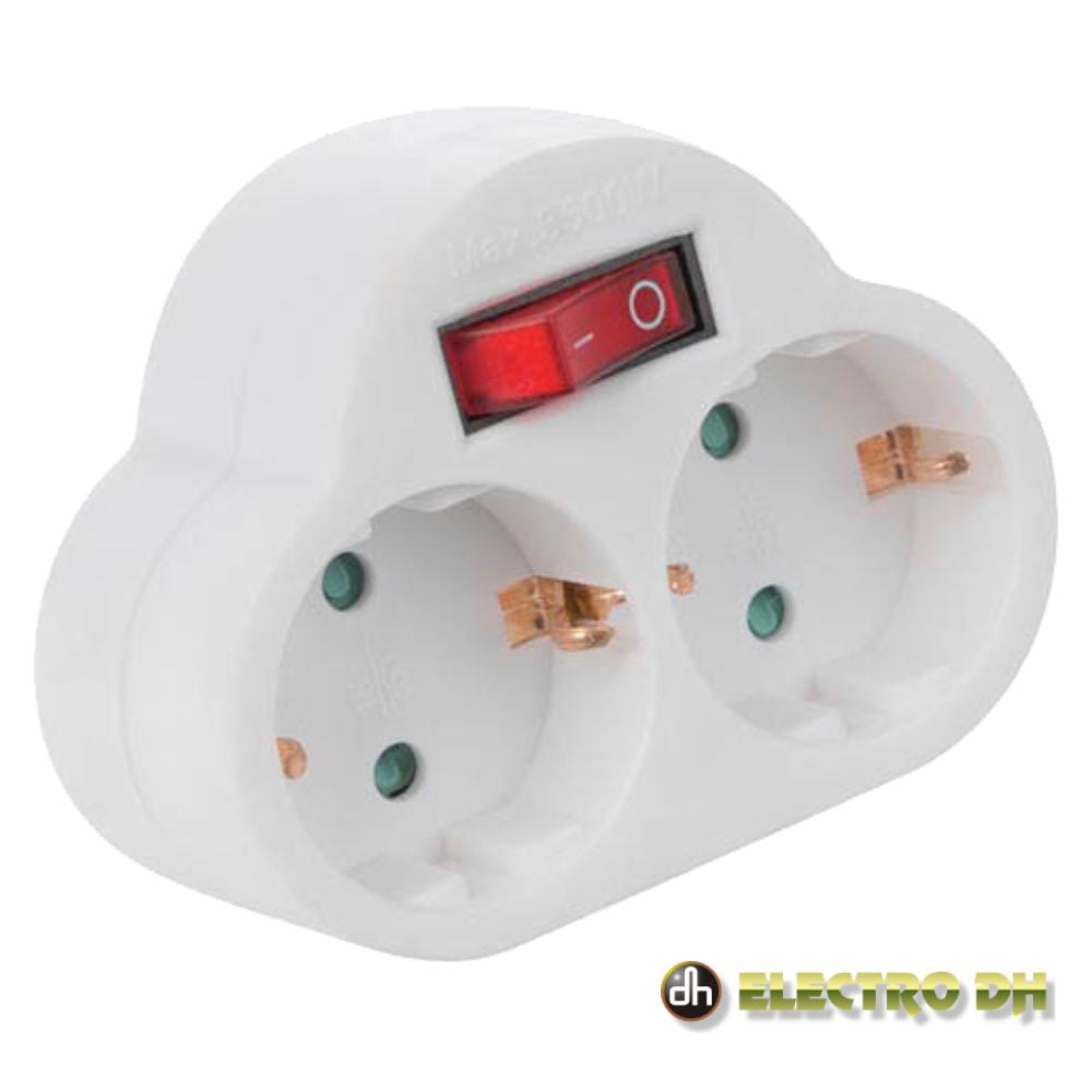 Tomada Elétrica C/ 2 Saídas Interruptor Branco Edh - Tauu.pt