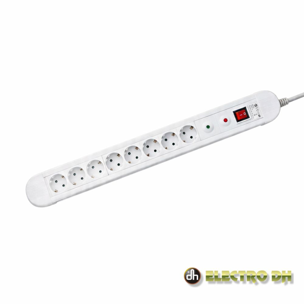 Extensão Elétrica 8X Schuko Interruptor Proteção 1.5M Edh - Tauu.pt