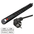 Tomada Elétrica C/ 10 Saídas Interruptor Proteção 1.5M Edh - Tauu.pt
