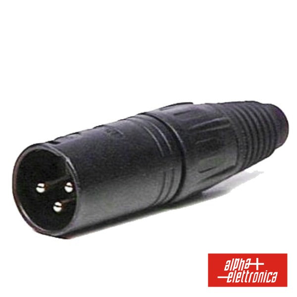 Ficha Xlr 3P Macho Preta C/ Blindagem E Bloqueio - Tauu.pt