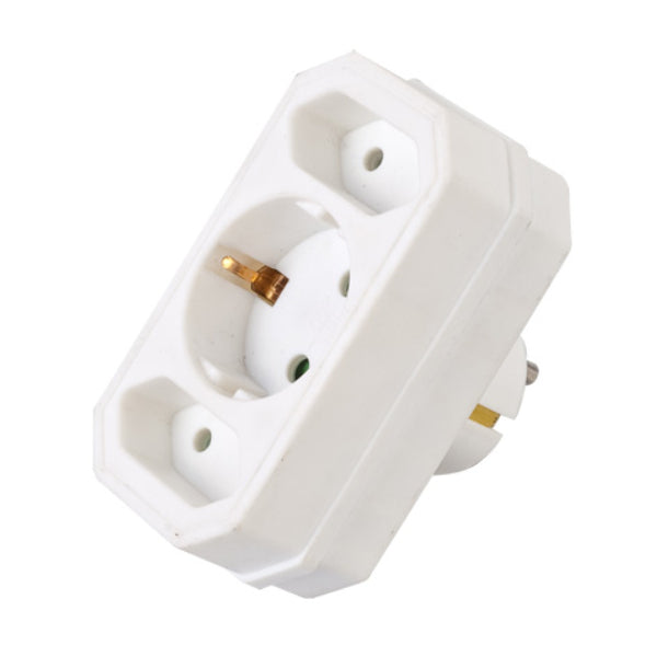 Tomada Elétrica C/ 2 Saídas Planas 1 Schuko Branco - Tauu.pt