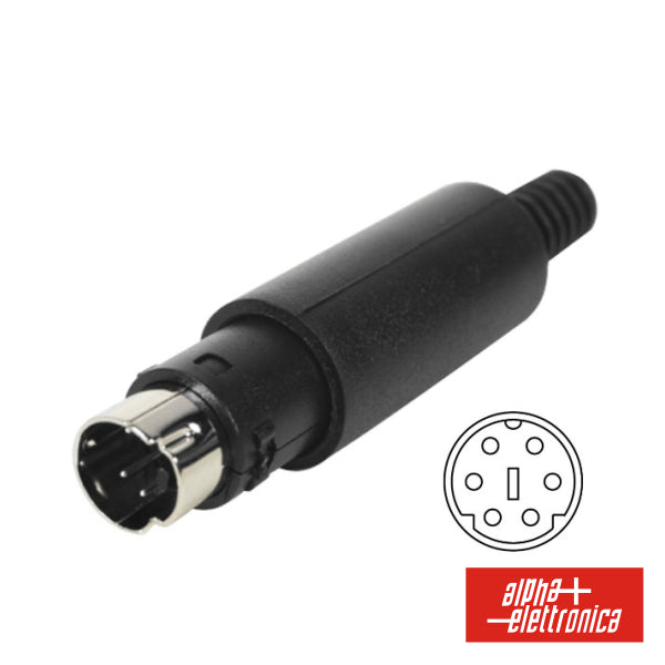 Ficha Mini Din 6P Macho Isolada Pvc P/ Soldar - Tauu,pt