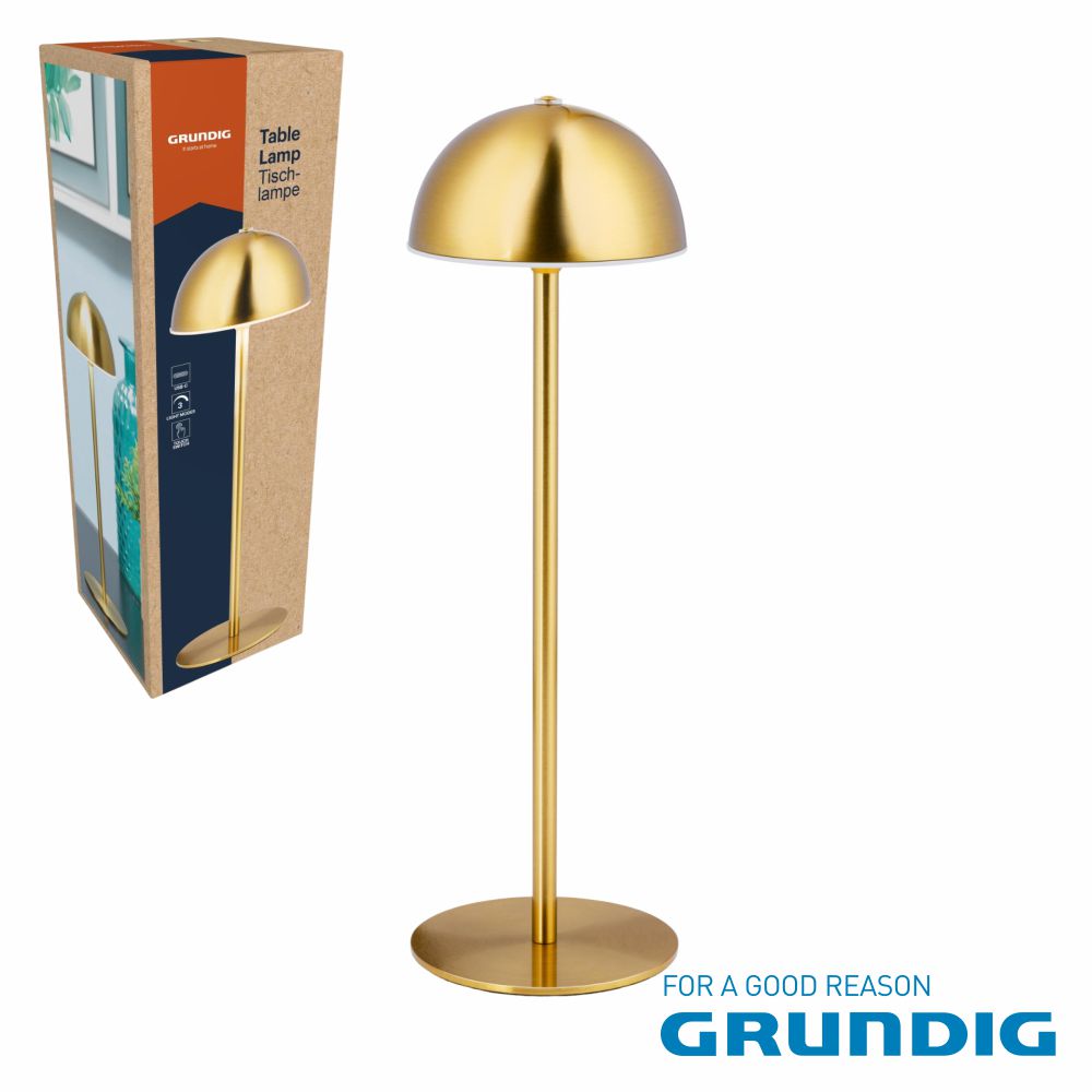 Candeeiro Mesa Led E14 Touch Redondo Dourada Grundig - Tauu.pt