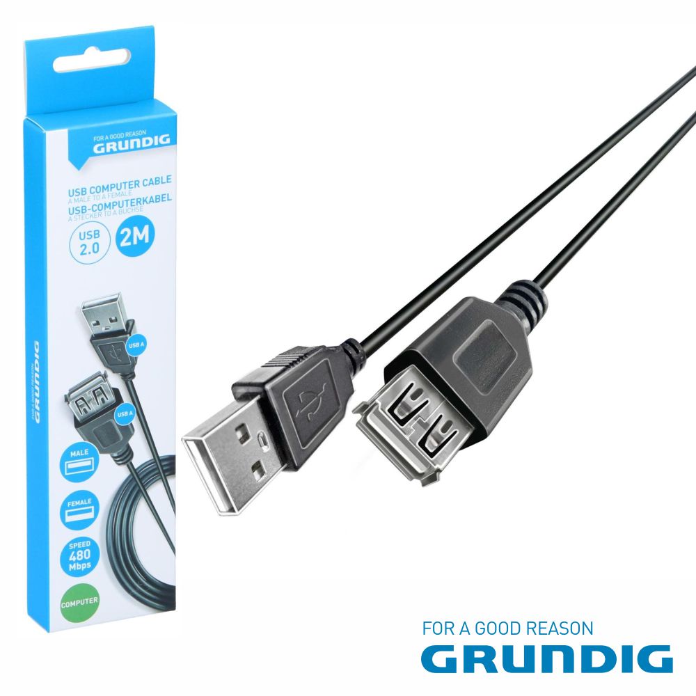 Cabo Usb-A 2,0 Macho / Usb-A Fêmea 2M Grundig - Tauu,pt