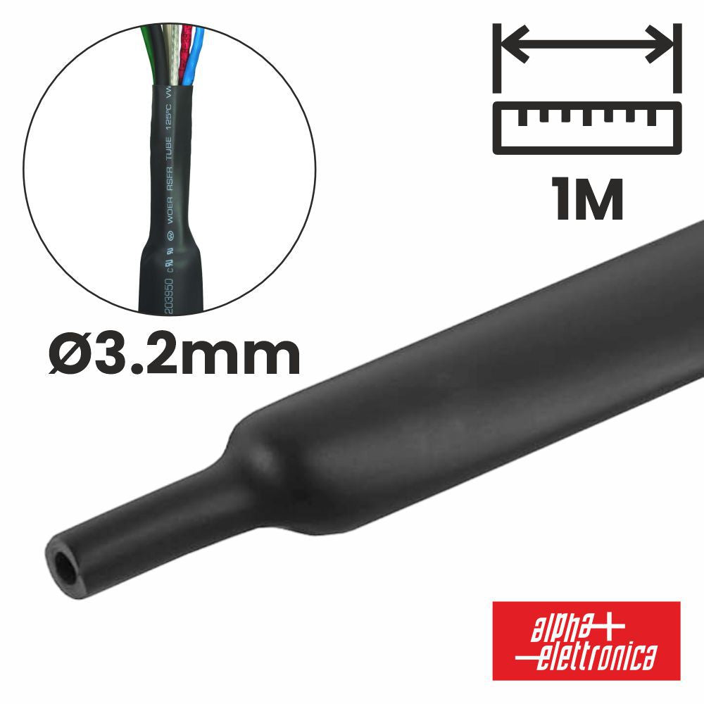 Tubo Manga Termoretráctil 3,2Mm 1M Preto Alpha - Tauu,pt