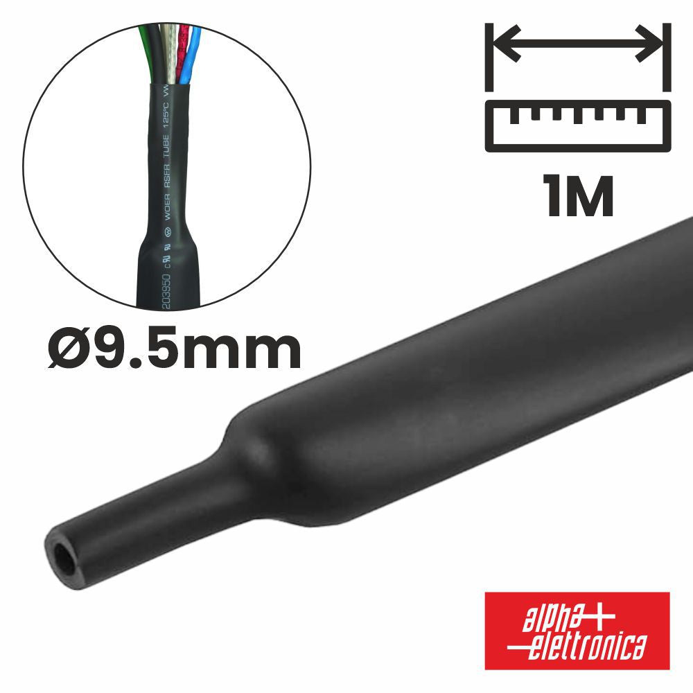 Tubo Manga Termoretráctil 9,5Mm 1M Preto Alpha - Tauu,pt