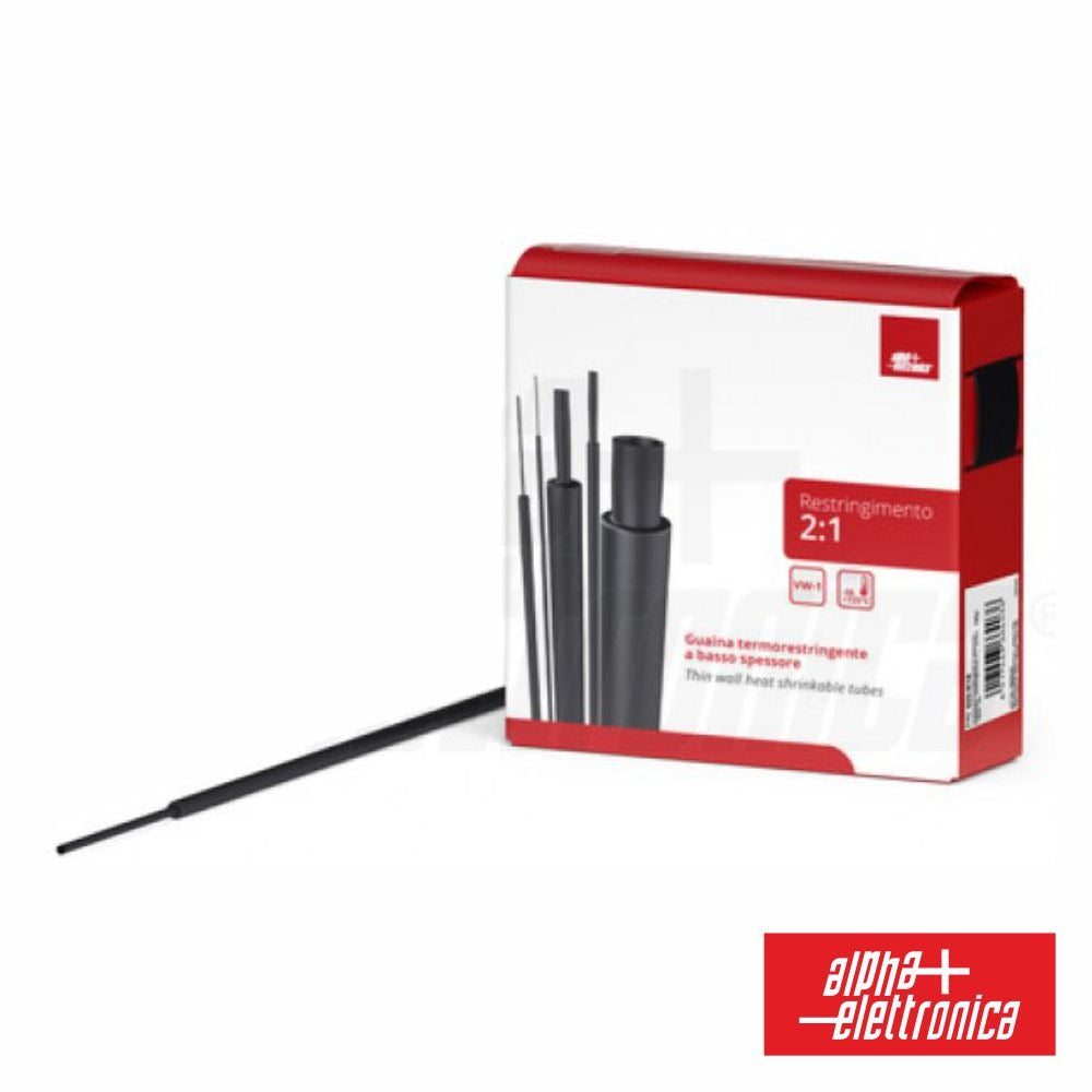 Tubo Manga Termoretráctil Ø6.4Mm 8M Preto Alpha - Tauu.pt