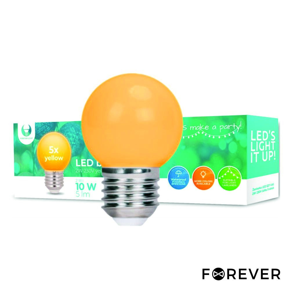Conjunto 5 Lâmpadas E27 2W=10W 230V Led Amarelo - Tauu.pt