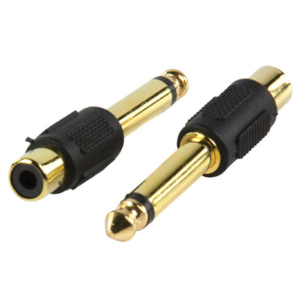 Ficha Adaptadora Jack 6.35Mm Macho Mono / Rca Fêmea Dourada - Tauu.pt