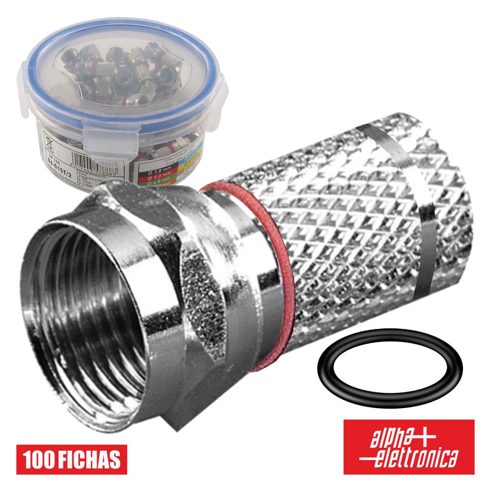 Ficha F Fêmea Niquelada  Hq P/ Cabo 6,8Mm Rg59 C/ 2 O-Ring - Tauu,pt