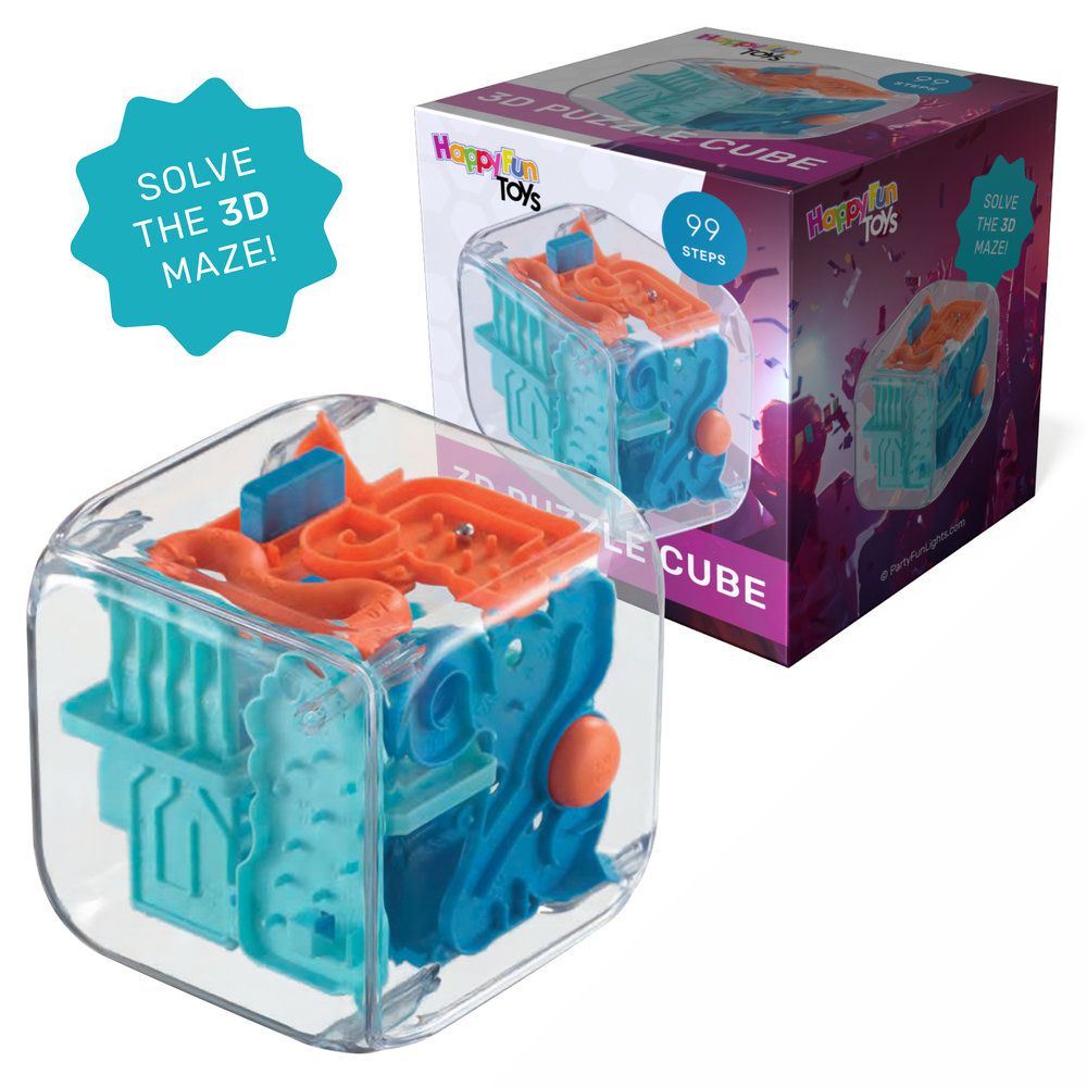 Puzzle 3D C/ Labirinto Em Forma De Cubo Happyfun - Tauu.pt