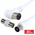 Cabo Coaxial Macho/Fêmea Branco 3M 90º Alpha - Tauu.pt