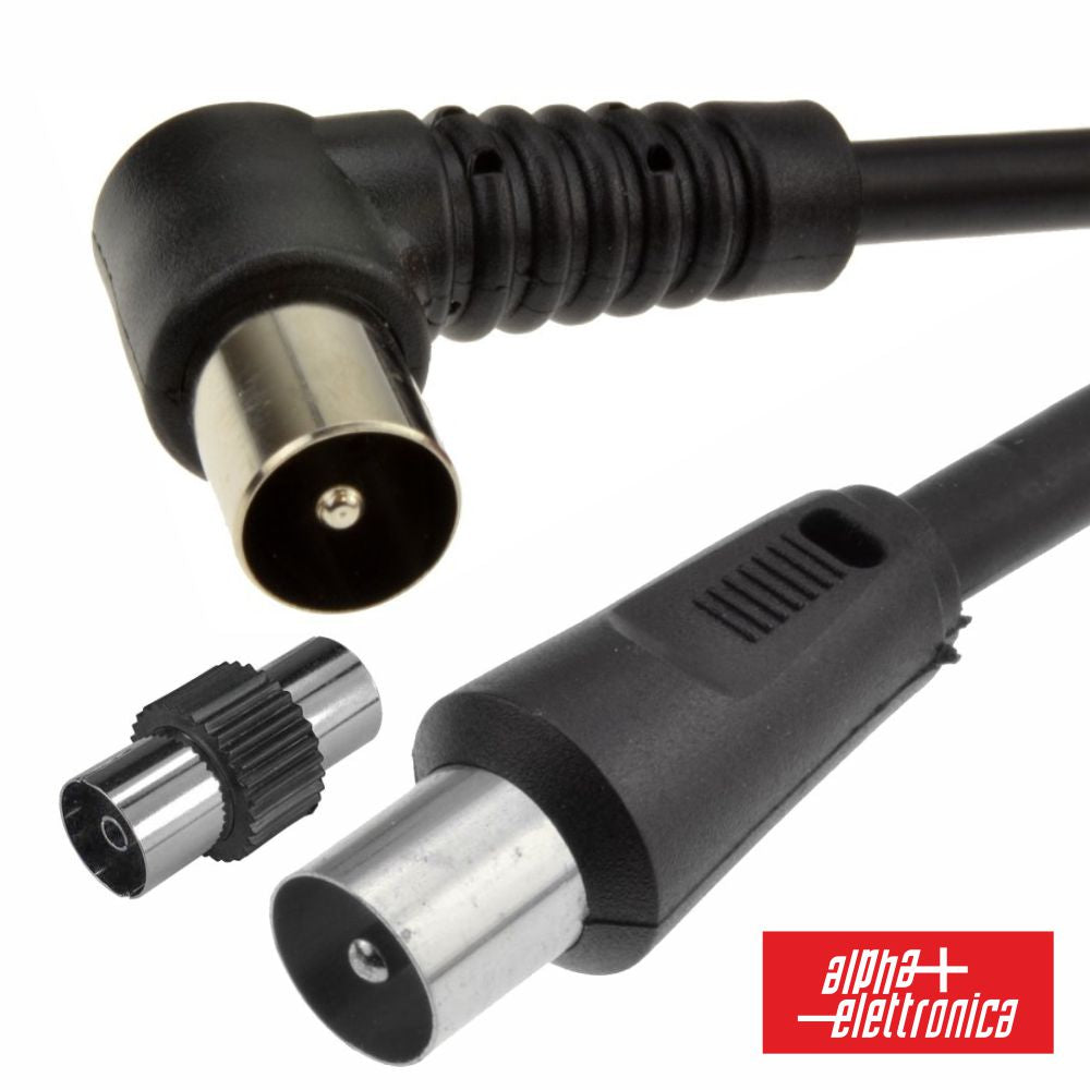 Cabo Coaxial Macho/Macho Preto 2M Ângular 90º Alpha - Tauu.pt