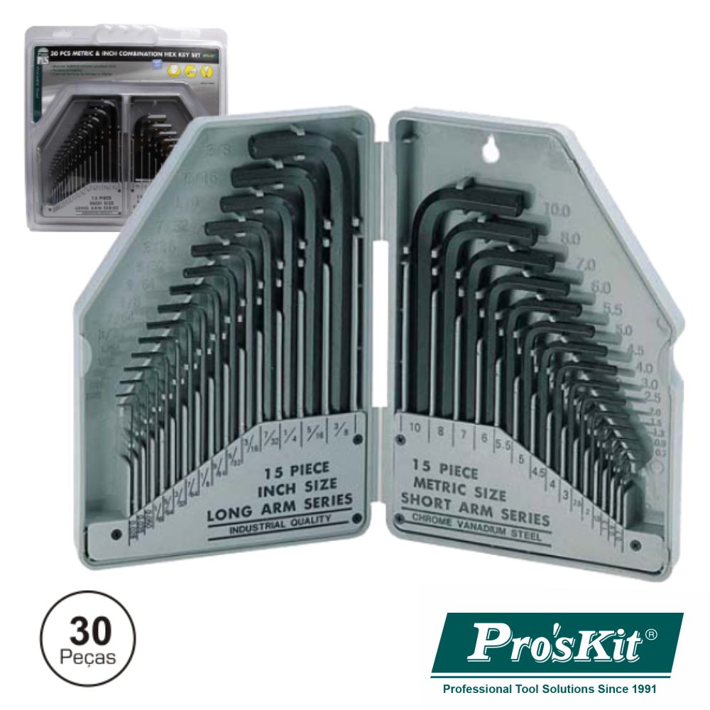 Conjunto De 30 Chaves Hexagonais Sae/M Proskit - Tauu.pt