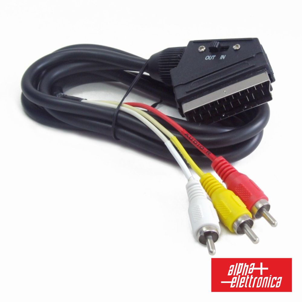 Cabo Scart Macho P/ 3 Rca Macho Vídeo+Áudio C/Comutador 1,5M - Tauu,pt