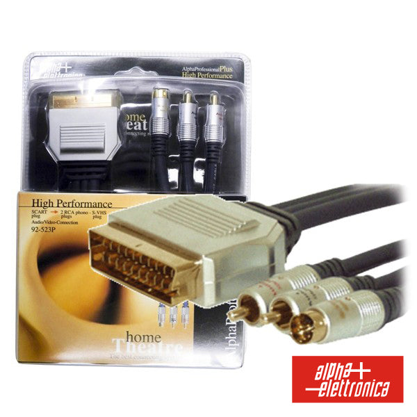 Cabo Profissional Scart Macho / 2Rca-Svhs Macho 1.5M Blister - Tauu.pt