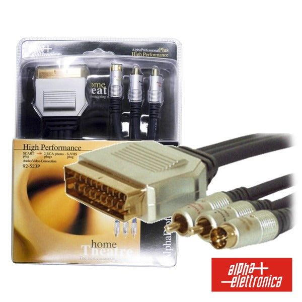 Cabo Profissional Scart Macho / 2Rca-Svhs Macho 1.5M Blister - Tauu.pt