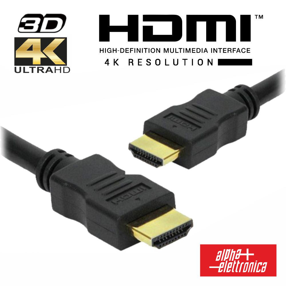 Cabo Hdmi Dourado Macho / Macho 4K Preto 1M Alpha - Tauu.pt