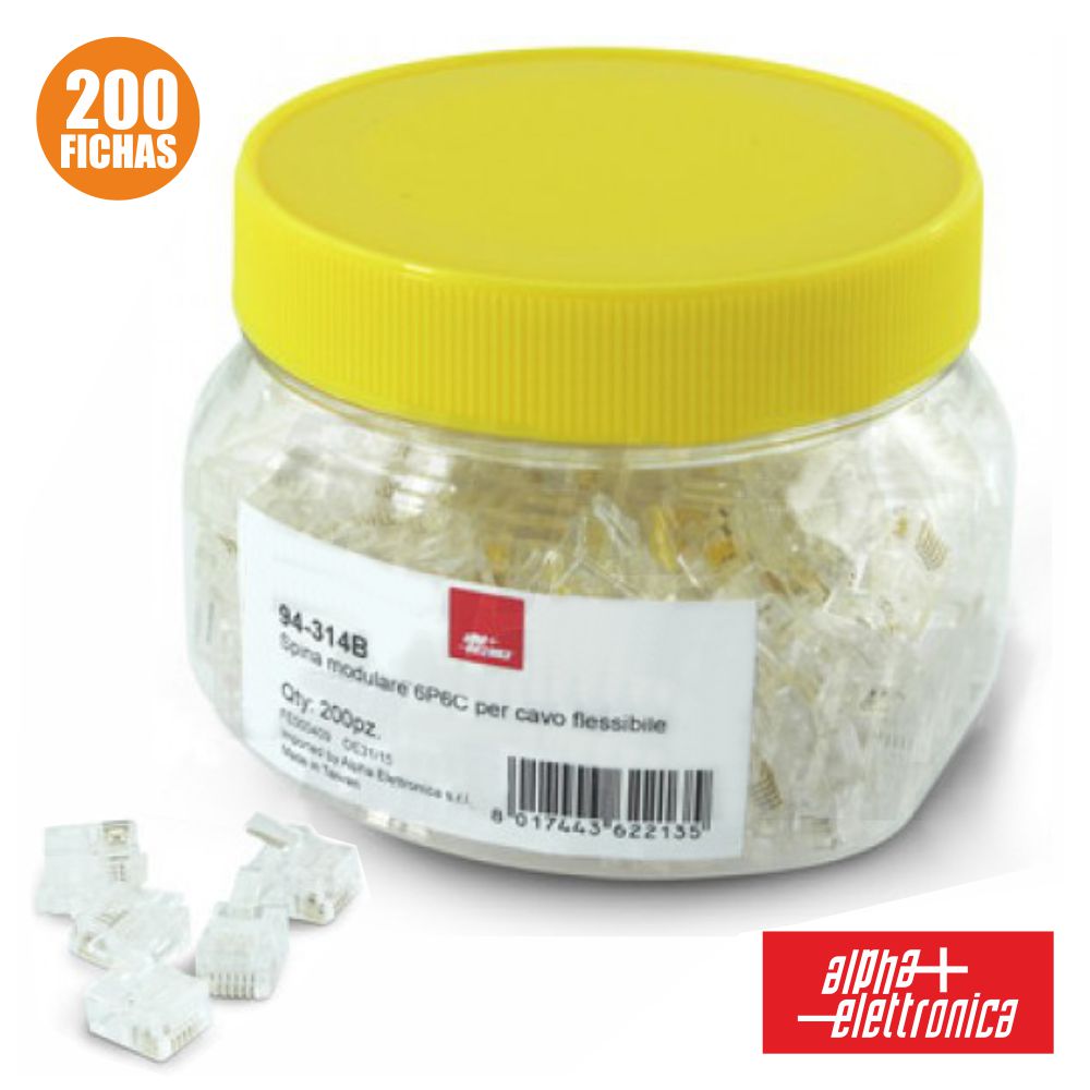 Ficha Telefone Rj12 Modular 6P6C P/ Cabo Flexível 200X - Tauu,pt