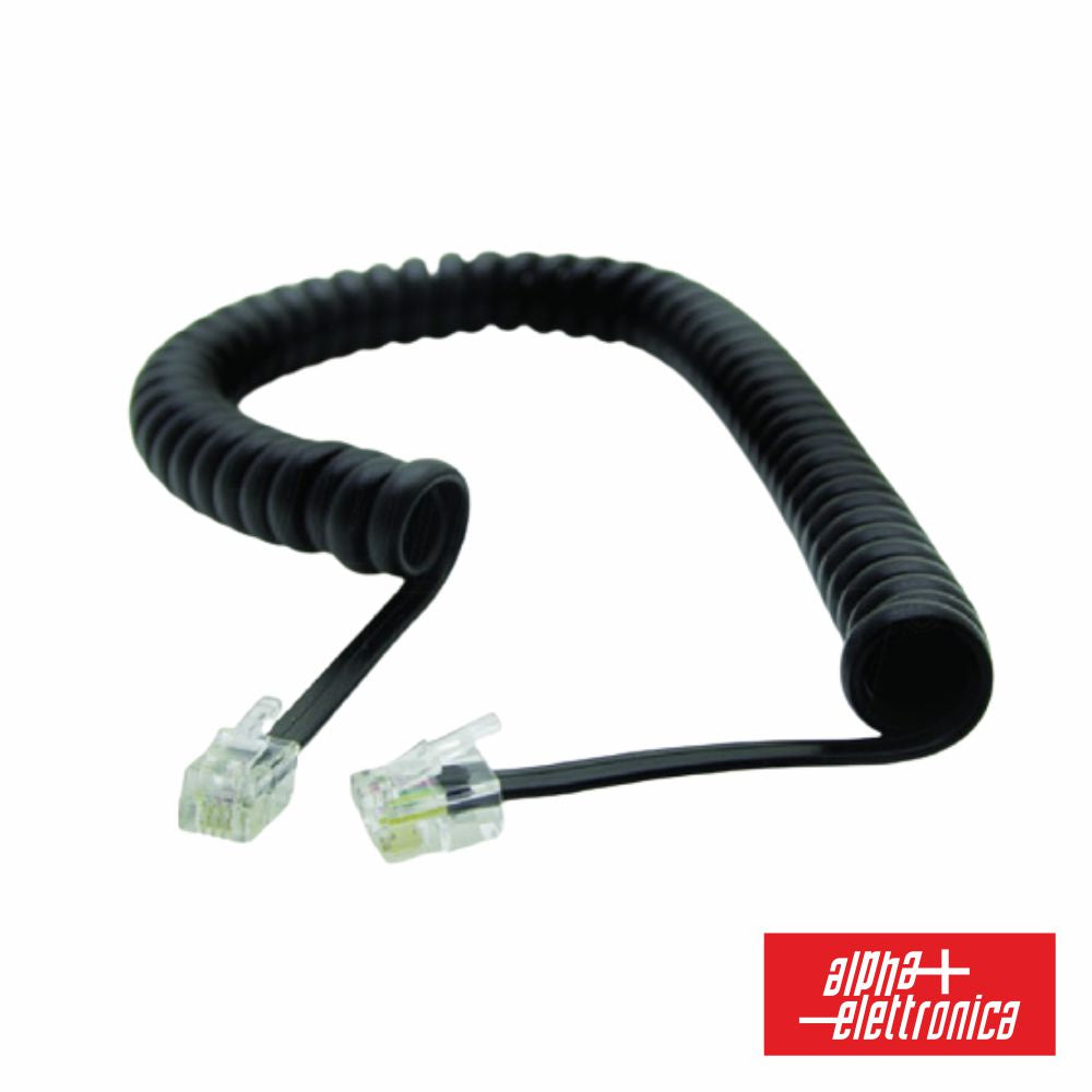 Cabo Telefone 4P4C Espiral Preto 2.1M - Tauu.pt
