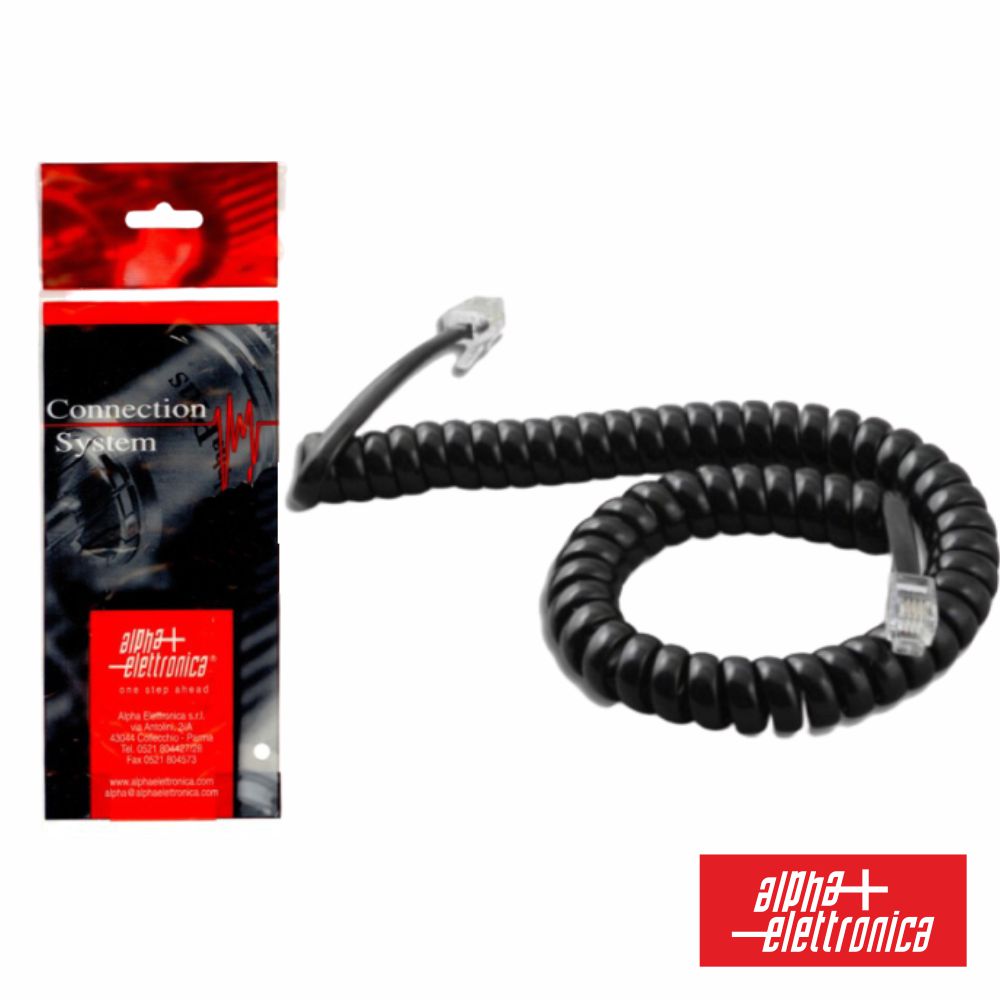 Cabo Telefone 4P4C Espiral Preto 5M Alpha - Tauu.pt