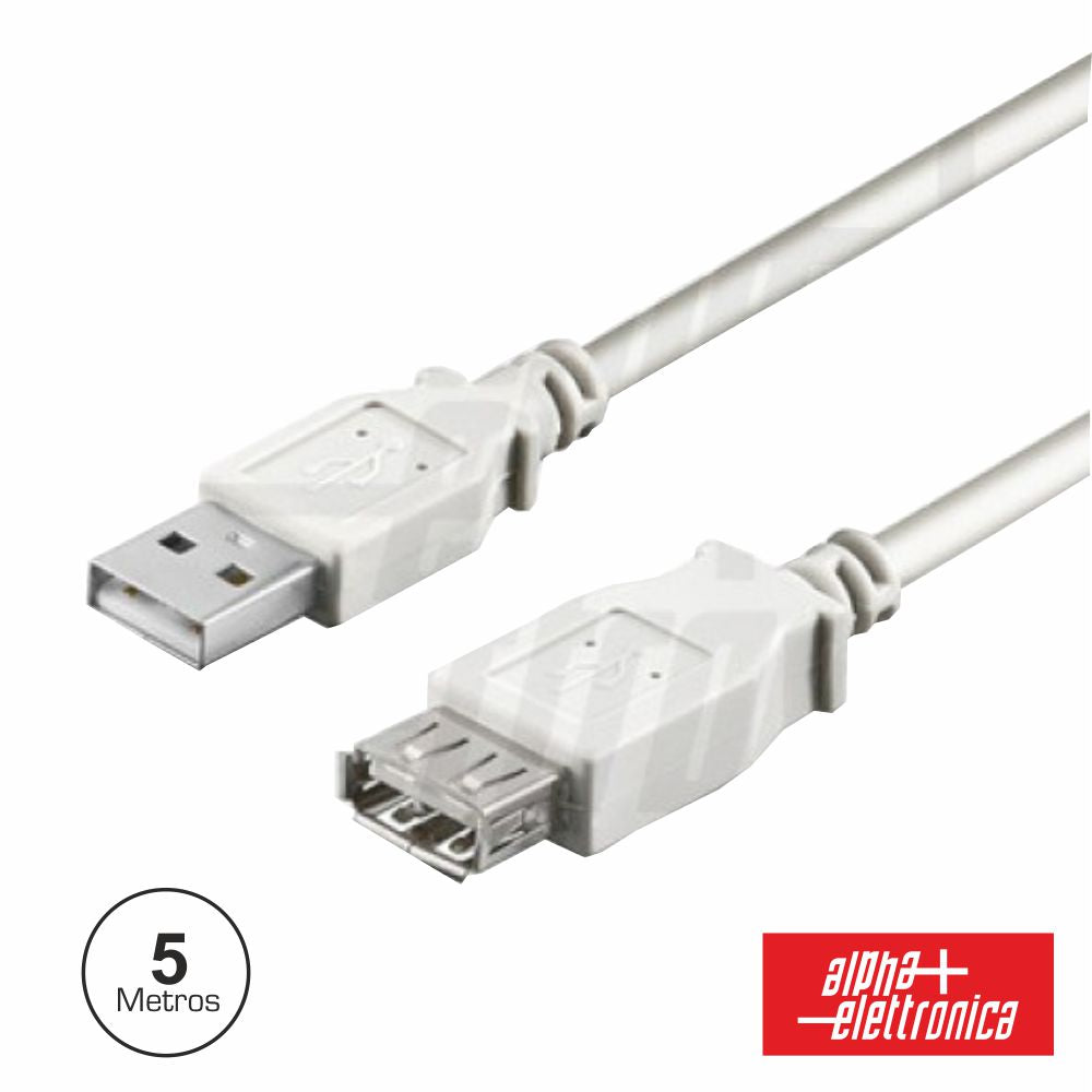 Cabo Usb-A 2.0 Macho / Usb-A Fêmea 5M Branco Polybag - Tauu.pt