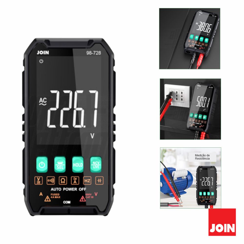 Multímetro Digital Compacto Lcd 2,7" True Rms 600V Join - Tauu.pt